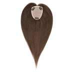 Hairro Human Hair Toppers Free Parted, 3.5x4.7" Base Hand-wovened 100% Real Hairpieces, with Invisible Clips-in for Women, for High Hairline/Adding Volume on Top, 12 Inch Dark Brown
