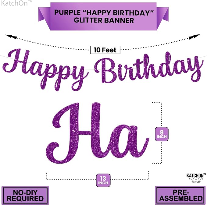 KatchOn Purple Happy Birthday Banner 10 Ft - Image 2
