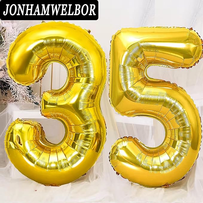 Jonhamwelbor 35 Gold Balloons 40 Inch Number 35 or 53 Big Giant Jumbo Huge Foil - Image 4