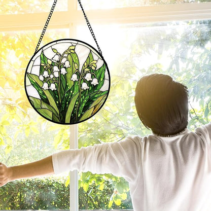 DASTOLL Stained Glass Window Hanging, Lily of the Valley Flower Sun Catchers - Image 4