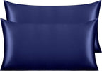 NTBAY 2 Pack Satin King Pillowcases for Hair and Skin, Luxurious and Silky Pillow Cases with Envelope Closure, 20x40 Inches, Navy Blue