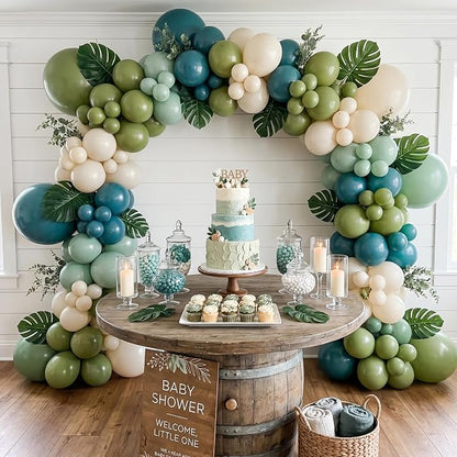 Dusty Blue Green Beige Balloons 72PCS Sage Green and Blue Cream Helium Latex - Image 2