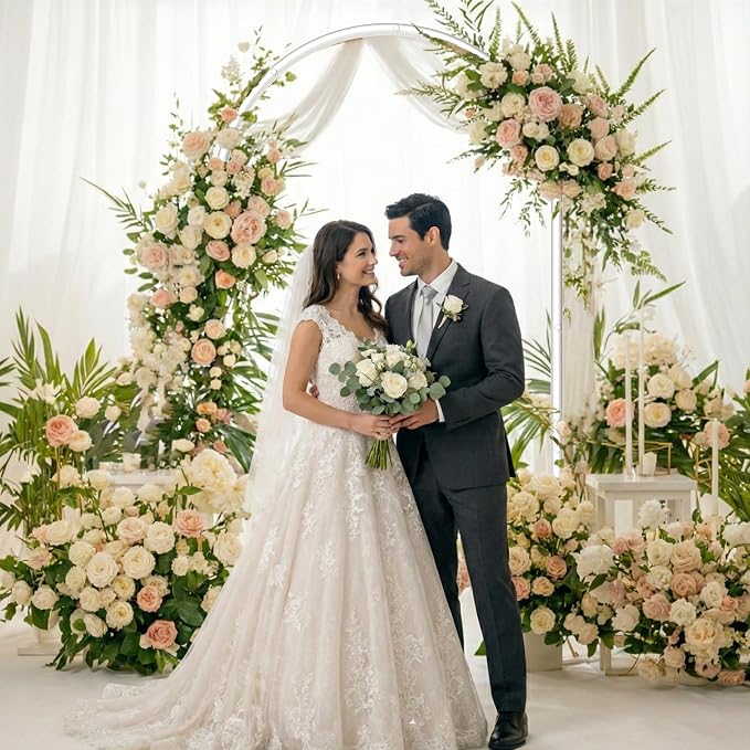 7.2FT Metal Wedding Arch Backdrop Stand, Stable Wedding Arch Frame - Image 2