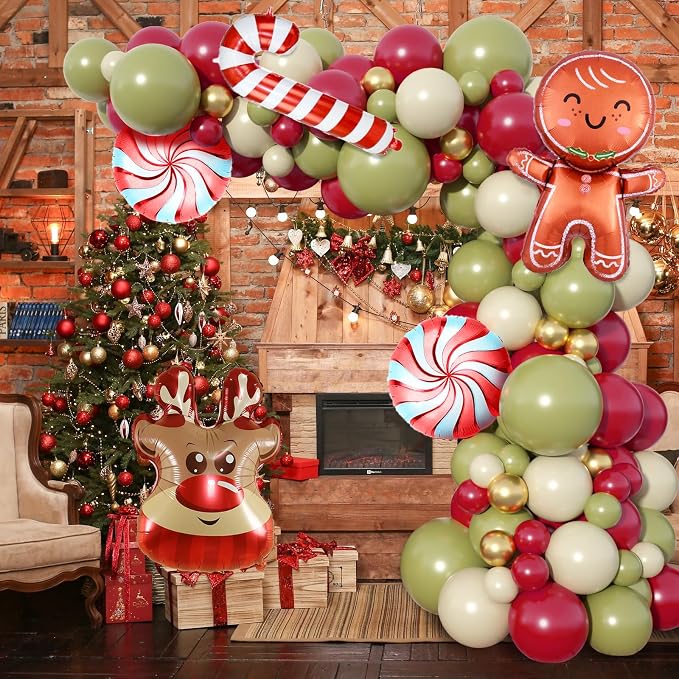 Christmas Balloon Garland Arch Kit, Gingerbread Man Windmill Foil Balloons - Image 6
