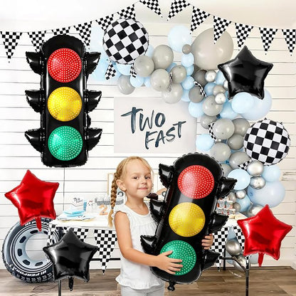 Race Car Party Decorations Set – Includes Traffic Light Balloons, Checkered - Image 3
