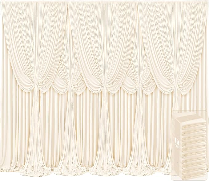 10 Panels Champagne Backdrop Curtains by Tao-GePartyDecorations