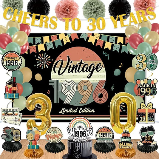 Vintage 47Pcs 30th Birthday Decorations by Unknown
