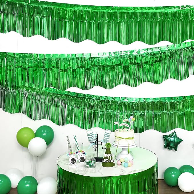 LOLStar Green Foil Fringe Tinsel Garland, Tinsel Streamers Banner, 6 Pack | - Image 2
