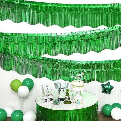 LOLStar Green Foil Fringe Tinsel Garland, Tinsel Streamers Banner, 6 Pack | - Image 2