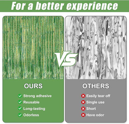 Crosize 2 Pack Laser Green Party Streamers Backdrop, 3.3 x 9.9 ft | Tinsel Foil - Image 3