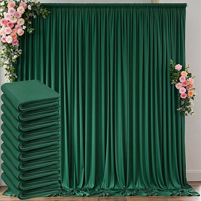 50 ft x 10 ft Wrinkle Free Hunter Green Backdrop Curtain by Outpain