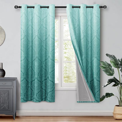 DWCN 100% Blackout Curtains for Bedroom 63 Inch Long by DWCN