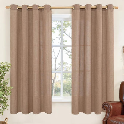 YoungsTex 63 Inch Length Mocha Brown Linen Curtains by YoungsTex