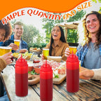 24 Pcs 32 oz Squeeze Bottle Large Plastic Wide Mouth Squeeze Bottles for Condiment Sauces Chocolate Ketchup Mustard BBQ Grill Restaurant (Red)