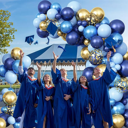 Graduation Balloon Arch Kit Blue and Gold Balloon Garland Royal Pastel Light - Image 4