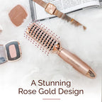 Lily England Vented Hair Brush for Blow Drying - Easy Detangling Hairbrush for Women for Fine, Thick, Curly Hair with Non-Slip Gel Handle - Static Free Vent Hair Brushes for Faster Drying, Rose Gold