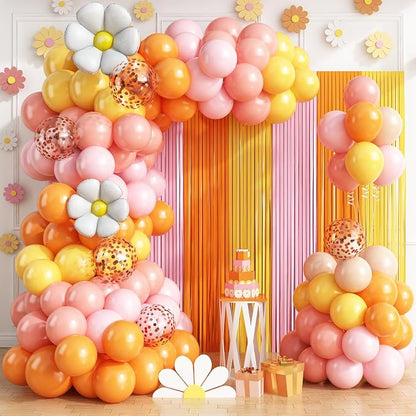 Groovy Daisy Balloon Arch Garland Kit Birthday Party Decorations | Pink Orange by Payolorn
