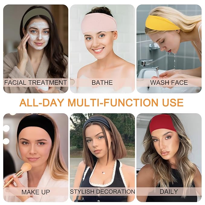 Workout Headbands for Women Wide Non Slip Super Soft Sports Hairbands 6 Pack Trendy Elastic Head Bands Fashion Yoga Summer Hair Accessories