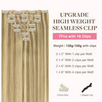 GOO GOO Clip in Hair Extensions Real Human Hair, Remy Human Hair Extensions Clip ins for Women, Natural Human Hair, 22inch 160g 7Pcs, #16/22 Light Blonde Highlighted Golden Blonde