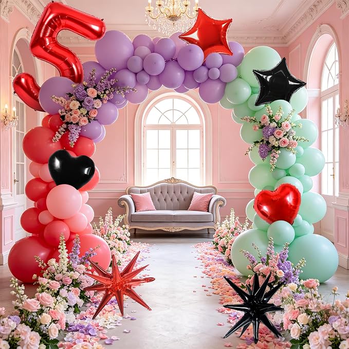 TONIFUL 5th Birthday Balloons Kit 40 Inch Red Large Number 5 Foil Balloon | - Image 6