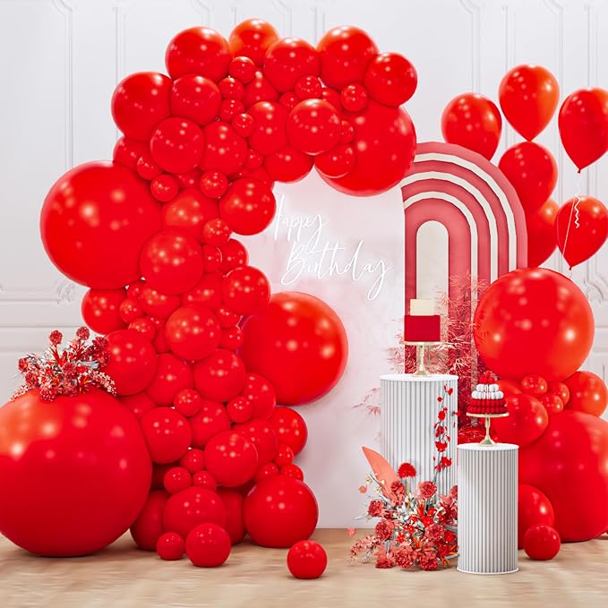 PartyWoo Red Balloons 127pcs Different Sizes of 36 18 12 10 5 Inch | Balloons by PartyWoo