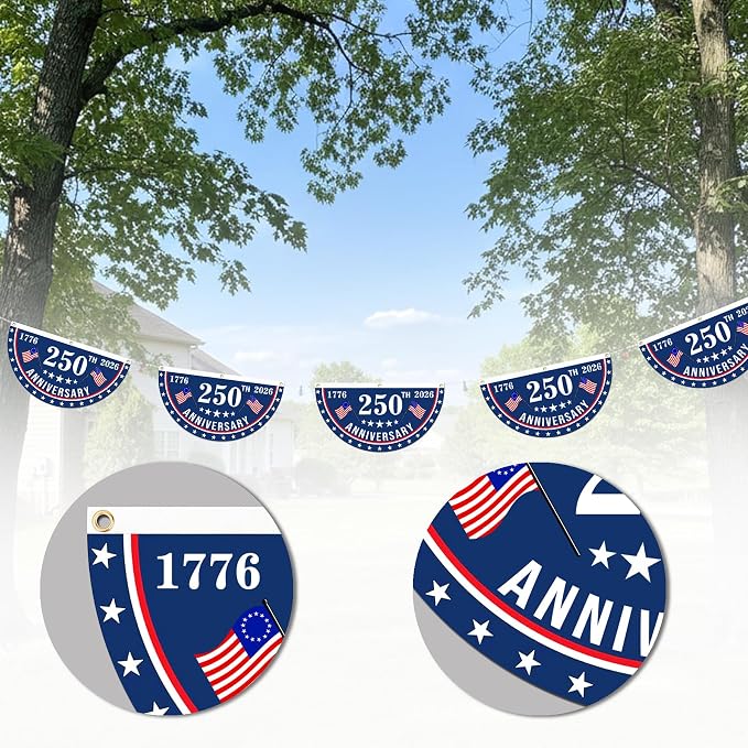 2PCS USA Anniversary 250th Flag, 1.5X3 FT Anniversary Fan Flags, Yard Signs - Image 5