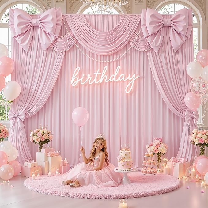 50x12 ft Light Pink Backdrop Curtains - Image 6