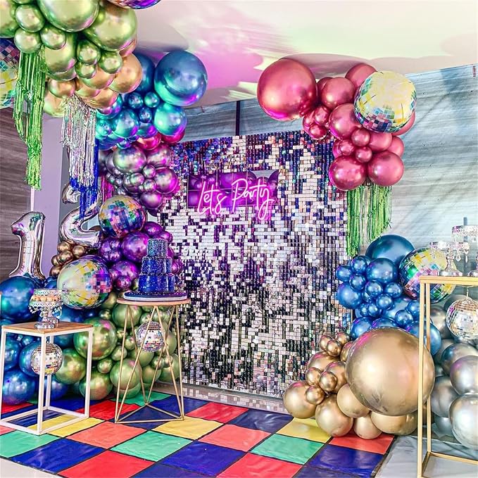 Metallic Balloons, 12 Inch Rainbow Chrome Balloons - Image 3