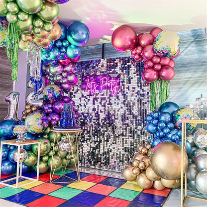 Metallic Balloons, 12 Inch Rainbow Chrome Balloons - Image 3