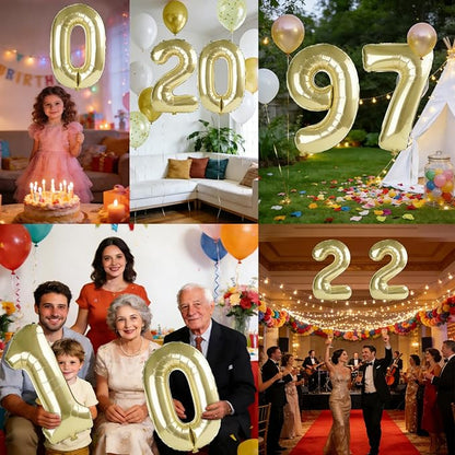 40 Inch Number 97 Balloons for 97th Birthday Party Decorations, 0-100 Champagne - Image 7