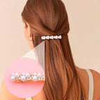 2 Pcs Pearl Hair Clips, Pearl-Embellished Barrette, Elegant Rhinestone Pearls Barrettes for Women, Party, Wedding, Daily Use, Graduation (Gold)