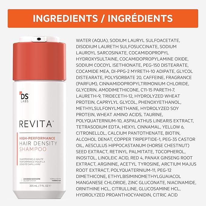 DS Labs Revita Shampoo & Revita Tablets Kit, 205mL & 30 Tablets – Scalp First Cleanse & Daily Supplement for Fuller Looking, Thicker Looking Hair, Sulfate & Silicone Free, for Men & Women