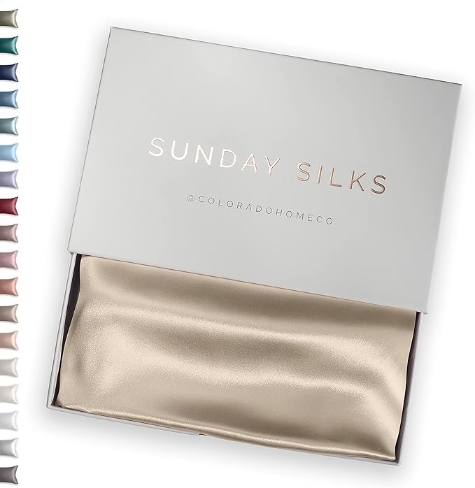 SUNDAYSILKS™ Premium Silk Pillow Cases | 100% Mulberry Silk Pillowcase with Zipper, All Sides Real 22 Momme Grade 6A Silk, Standard Queen, King Size [Oat Milk]