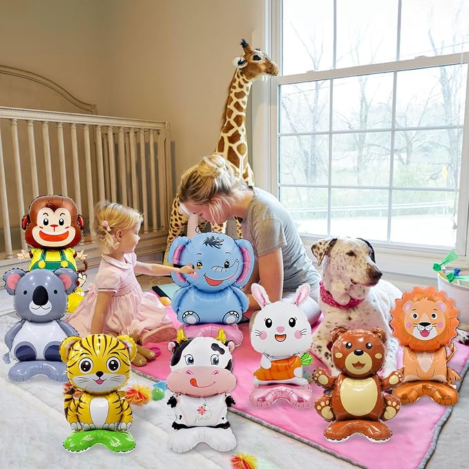 8 Pc Standing Cute Animal Foil Balloons - Image 6
