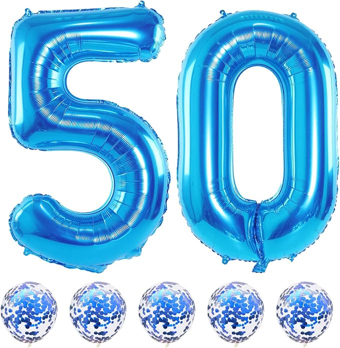 40 Inch Number 50 Foil Balloons Set, Giant Number 5 and 0 Helium Balloons Self by Lingqiang