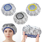 Aluminum Hair Cap Heat Cap For Deep Conditioning 3pcs Aluminum Foil Double Layer Steam Caps, Thickened Shower Cap For Hot Oil Treatment Reusable Hair Processing Caps For Home And Salon Use