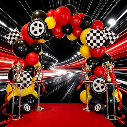 160Pcs Red Yellow Black Race Car Balloon Garland Arch Kit | 160Pcs Red Yellow - Image 3