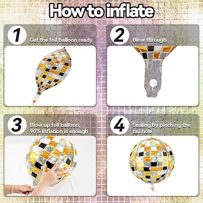 6pcs 22 Inch Multicolor Disco Ball Balloons, 4d Large Foil Aluminum Balloon - Image 9
