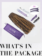 LUVME Seamless Clip in Hair Extensions Human Hair, 16 Inch 135g 9pcs #2/27 Hair Extensions Clip in Human Hair Kinky Curly Remy Hair