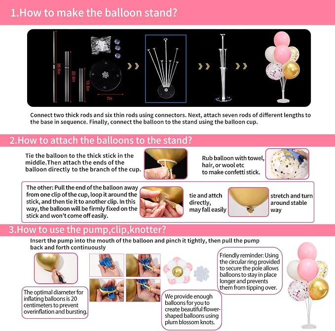 4 Sets Pink Gold Confetti Balloons Centerpieces - Image 3