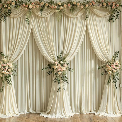10 Panels Backdrop Curtains for Wedding Party Wrinkle Free Beige Backdrops - Image 9