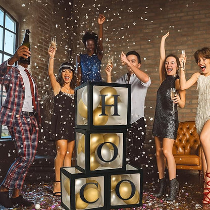 4 Pcs Hoco Boxes with Letters 11.8 x 11.8 x 11.8 Inch Clear Homecoming Balloon - Image 4