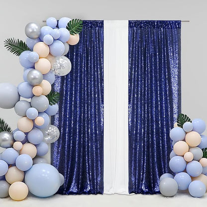 Eternal Beauty Navy Blue Sequin Backdrop Curtains, 4 Panels 2x8FT | 3mm Sparkle - Image 6