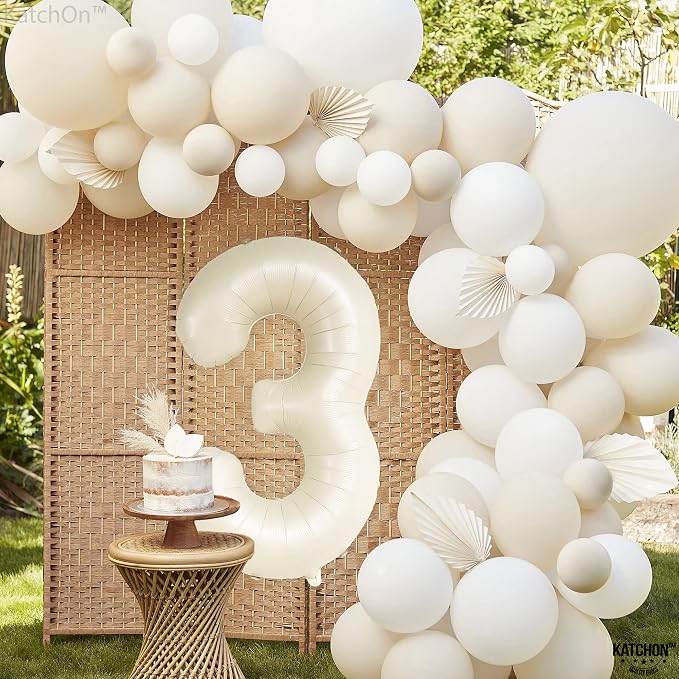 KatchOn Cream White Number 3 Balloon Neutral 40 Inch | Three Balloon, 3 Balloon - Image 5