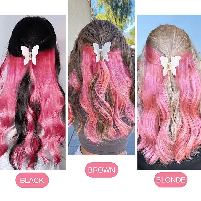 GOO GOO Tape in Hair Extensions Human Hair, Peach Pink, 18inch 25g 10pcs, Colored Tape ins Human Hair Extensions, Silky&Soft Invisible Tape Ins, Hair Highlighted for Party