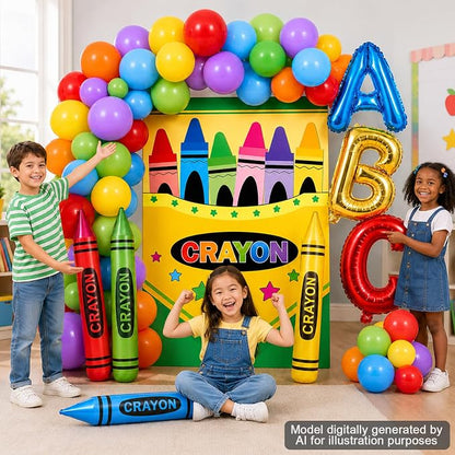 112PCS Crayon Balloon Garland Arch Kit Crayon Box Backdrop - Image 5