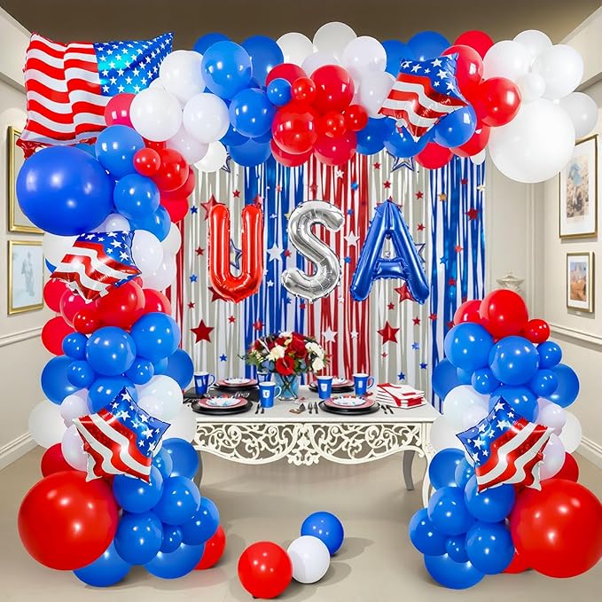 138 PCS 4th of July Balloon Arch Decorations by Unknown