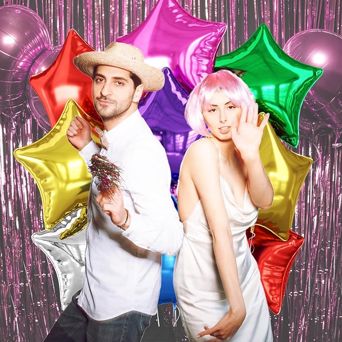 Biapian Colorful Star Foil Balloons, 18 Inch Multicolor Stars Balloons Aluminum - Image 5