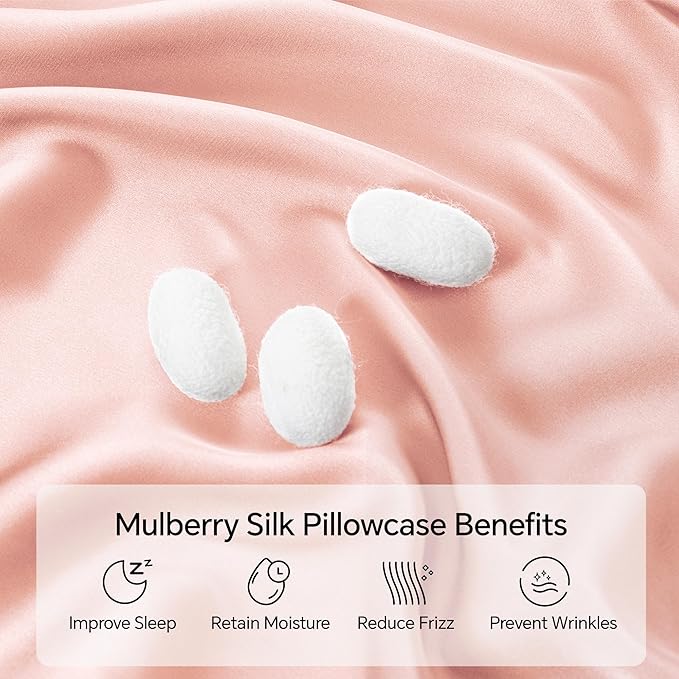 INFIIXSO Silk Pillow Cases 2 Pack Standard Size, Ultra Smooth & Soft Mulberry Silk Pillow Case for Hair and Skin, Breathable Cooling Silk Pillowcase with Hidden Zipper (Coral, 20x26 Inches)