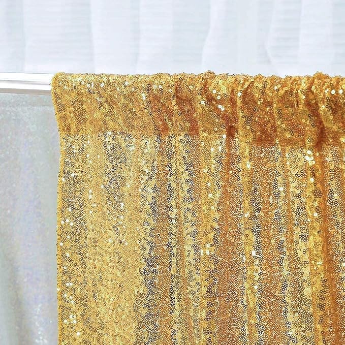 Poise3EHome Gold Sequin Backdrop Curtain, 10Ft x 10Ft Golden Glitter - Image 4